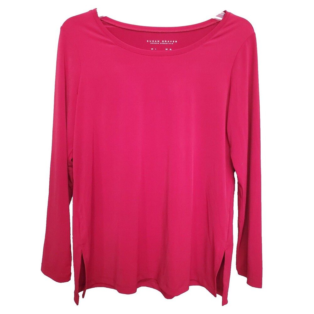 Susan Graver Modern Essentials Red LiquidKnit Boat Neck Tunic Size Large A384230